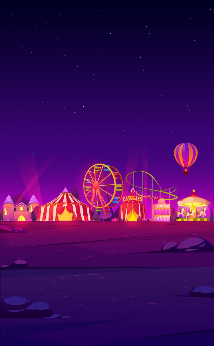 Vecteur gratuit fond de smartphone avec fête foraine de carnaval de nuit