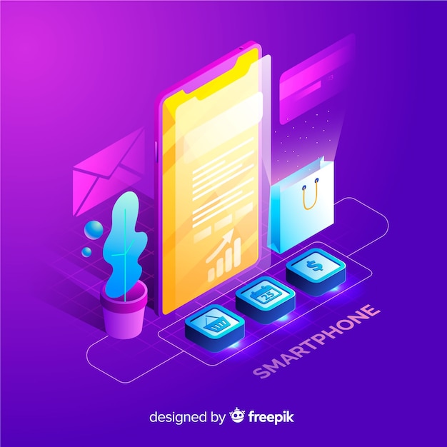 Vecteur gratuit fond de smartphone isométrique