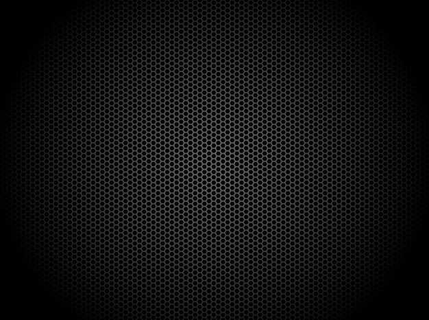 Fond Sombre De L'hexagone. Fond D'écran De Technologie De Motif De Grille Métallique Abstraite En Nid D'abeille Noir. Vecteur Premium