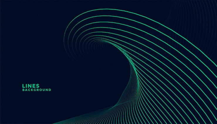 Vecteur gratuit fond sombre avec des lignes ondulées turquoise