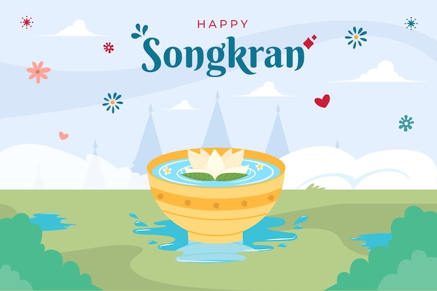 Vecteur gratuit fond de songkran plat