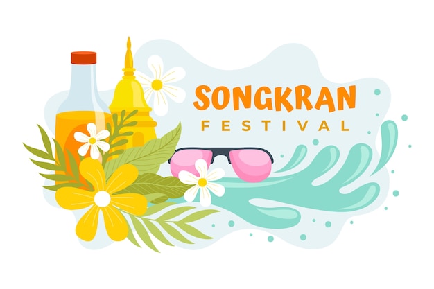 Vecteur gratuit fond de songkran plat