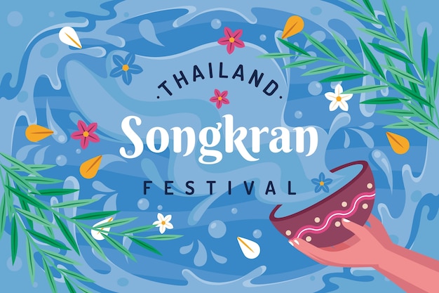 Vecteur gratuit fond de songkran plat