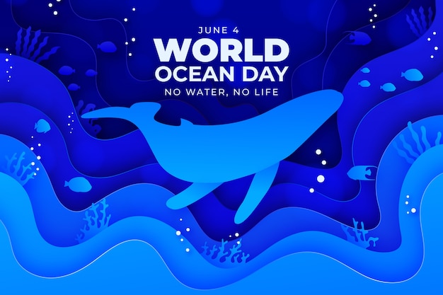 Vecteur gratuit fond de style papier de la journée mondiale des océans