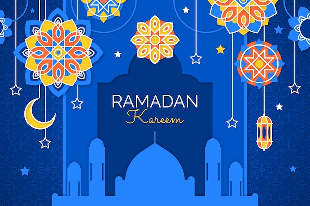 Vecteur gratuit fond de style papier pour la célébration du ramadan islamique