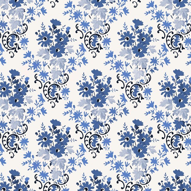 Fond de style vintage bleu floral