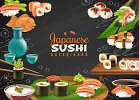 Vecteur gratuit fond de sushi japonais