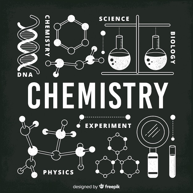 Vecteur gratuit fond de tableau avec des informations sur la chimie