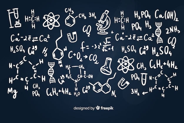 Vecteur gratuit fond de tableau avec des informations sur la chimie