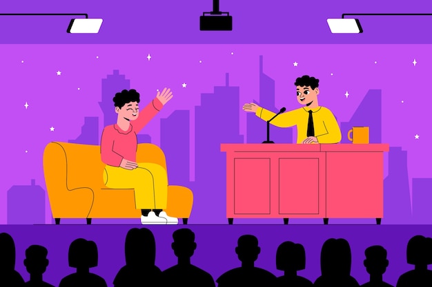 Vecteur gratuit fond de talk-show dessiné à la main