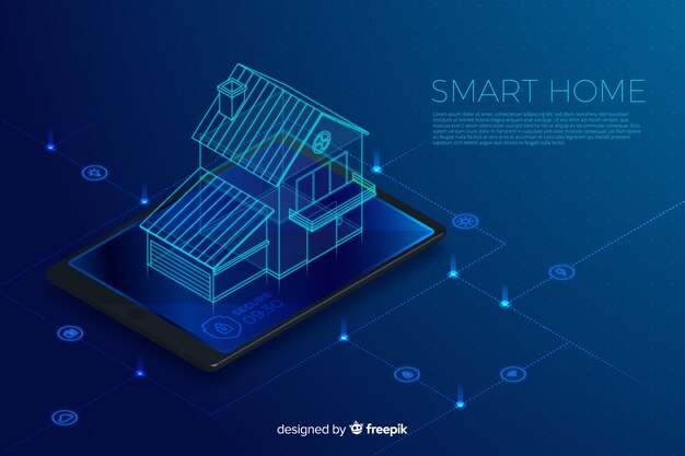 Fond de technologie isométrique dégradé maison intelligente