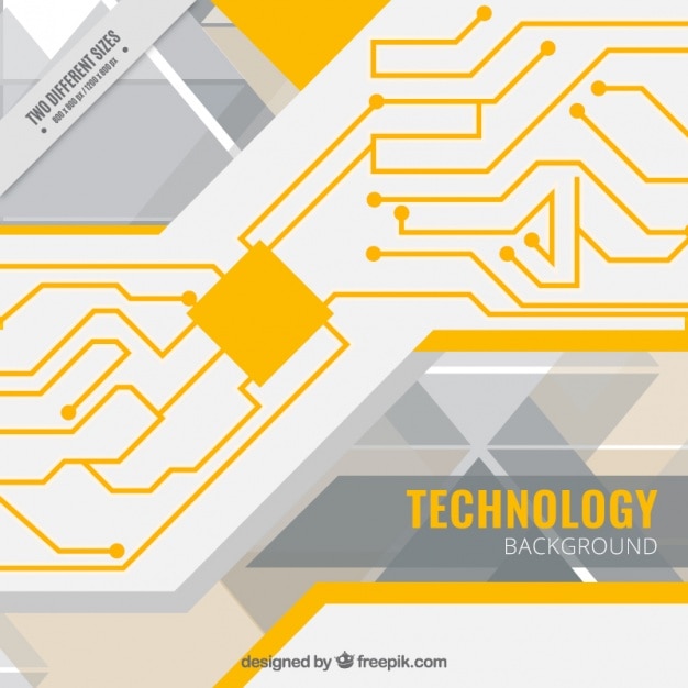 Vecteur gratuit fond technologique avec un circuit jaune