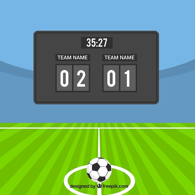 Vecteur gratuit fond de terrain de football avec tableau de bord