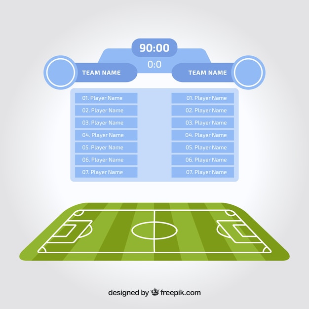 Vecteur gratuit fond de terrain de football avec tableau de bord