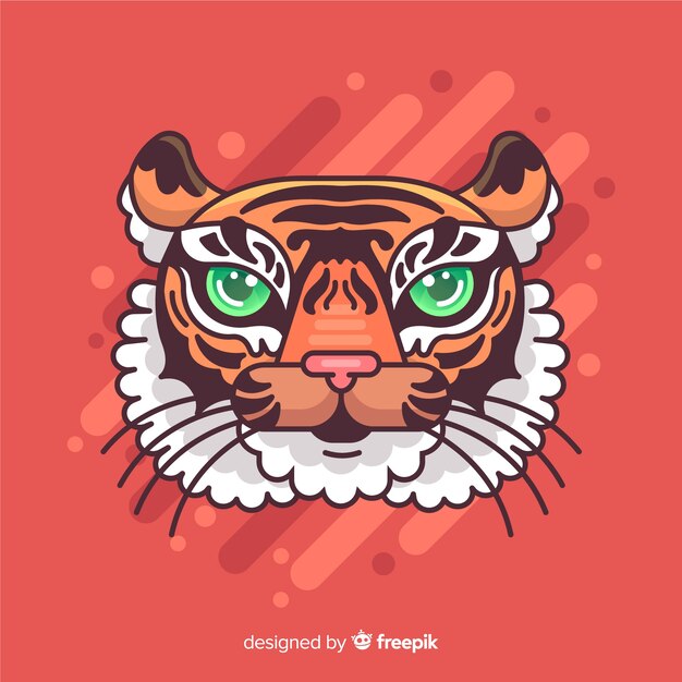 Fond de tête de tigre dessiné à la main