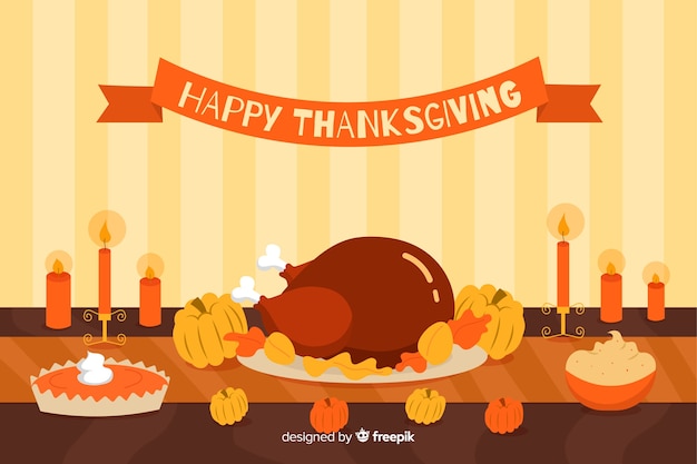 Vecteur gratuit fond de thanksgiving au design plat