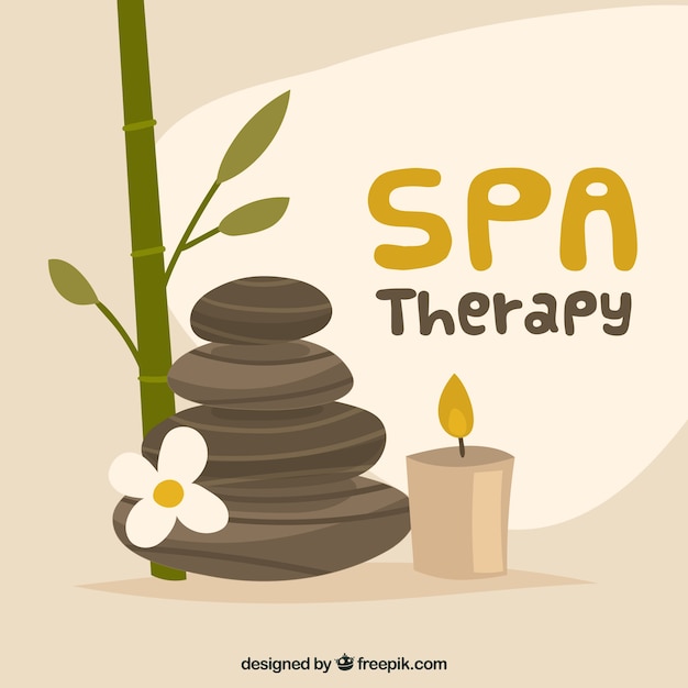 Vecteur gratuit fond de thérapie spa avec des bougies dans un style dessiné à la main