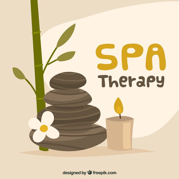 Fond de thérapie spa avec des bougies dans un style dessiné à la main