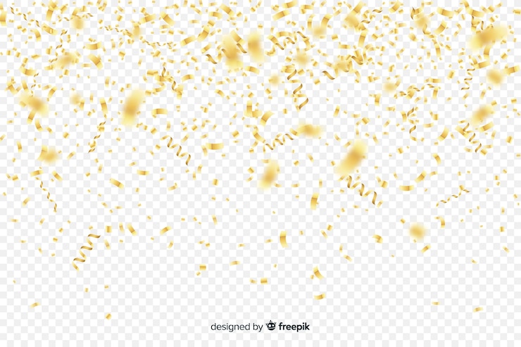 Vecteur gratuit fond transparent avec des confettis dorés