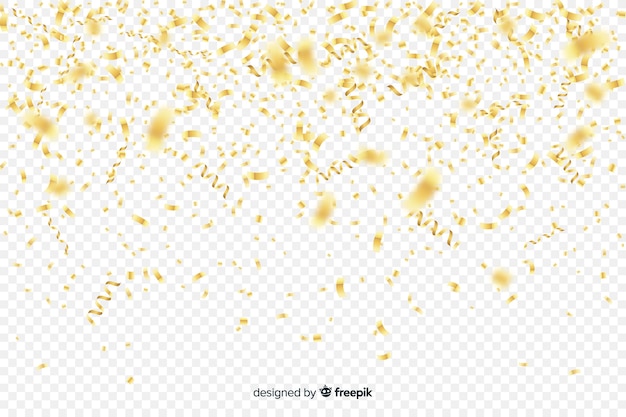Fond transparent avec des confettis dorés