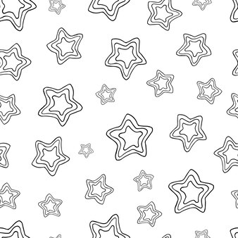 Fond transparent d'étoiles de doodle. étoiles dessinées à la main noire sur fond blanc. illustration vectorielle