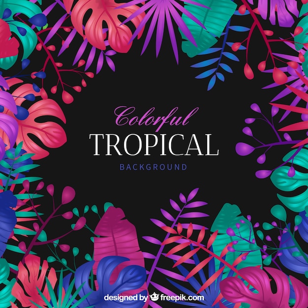 Fond Tropical Coloré Avec Un Design Plat