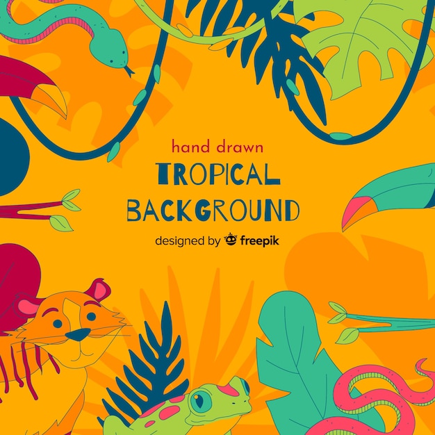 Fond Tropical Dessiné à La Main