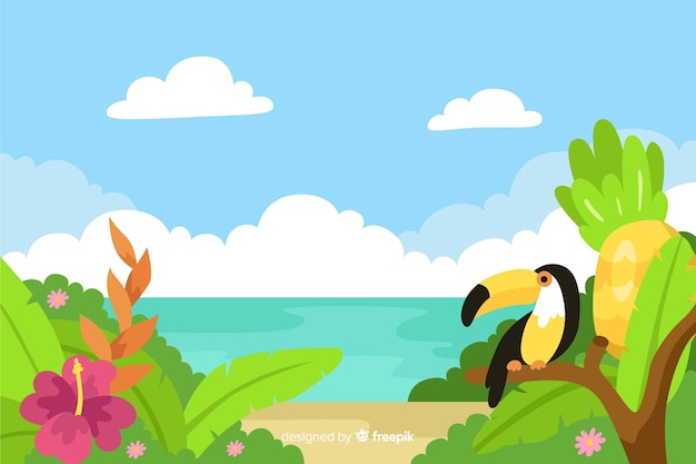 Fond tropical dessiné à la main