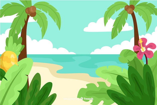 Vecteur gratuit fond tropical dessiné à la main