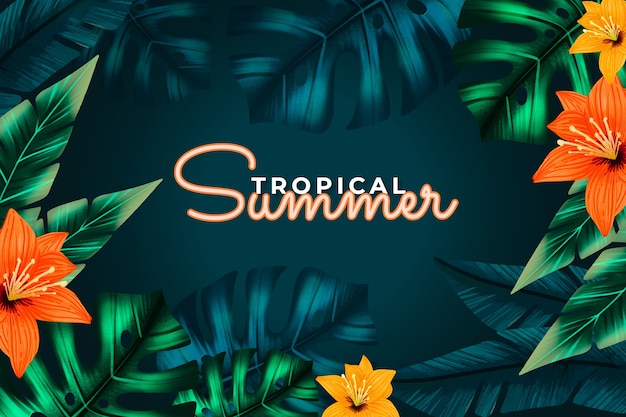 Vecteur gratuit fond tropical d'été aquarelle avec des feuilles