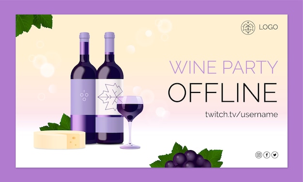 Vecteur gratuit fond de twitch de fête du vin réaliste