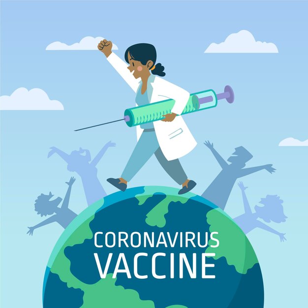 Fond de vaccin contre le coronavirus dessiné à la main