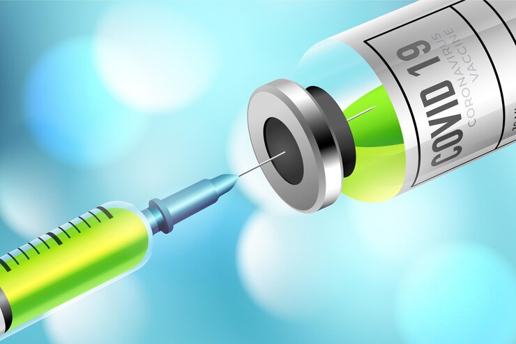 Vecteur gratuit fond de vaccin réaliste contre le coronavirus