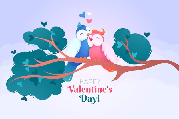 Fond De Valentine Dessiné à La Main Avec Des Oiseaux
