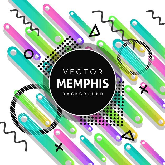 Fond de vecteur de Memphis coloré