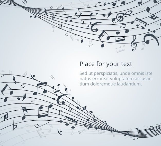 Vecteur gratuit fond de vecteur de notes de musique avec un espace pour votre texte