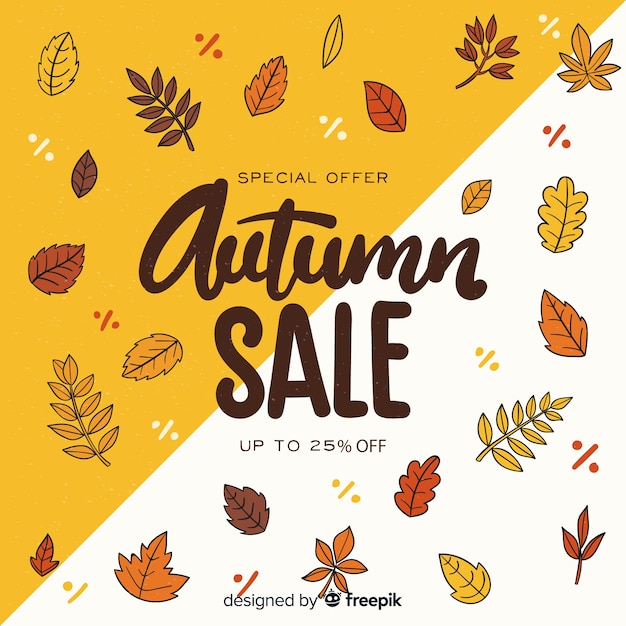 Fond de vente automne dessinés à la main