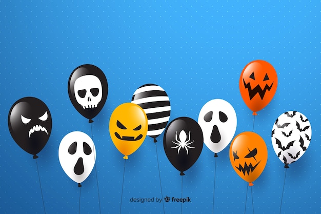 Vecteur gratuit fond de vente halloween design plat avec des ballons