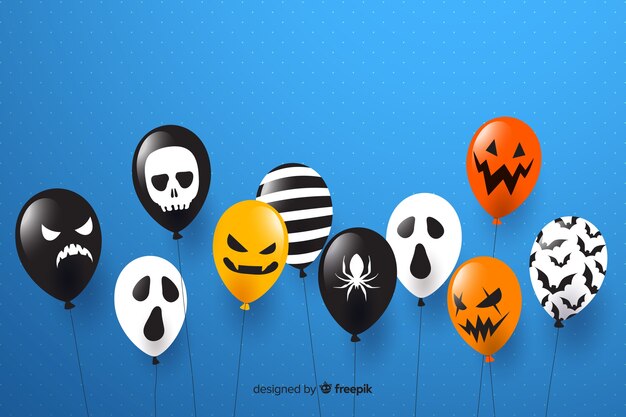 Fond de vente halloween design plat avec des ballons