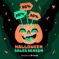 Vecteur gratuit fond de vente halloween design plat