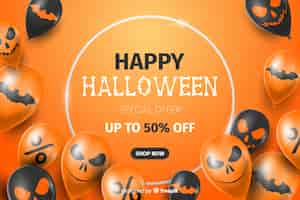 Vecteur gratuit fond de vente halloween réaliste avec des ballons