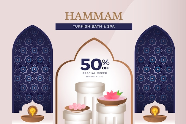 Vecteur gratuit fond de vente de hammam réaliste