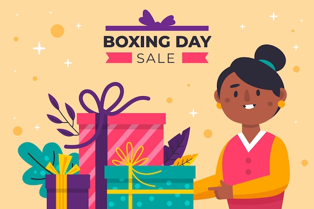 Vecteur gratuit fond de vente de jour de boxe plat