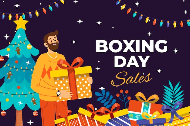 Vecteur gratuit fond de vente de jour de boxe plat