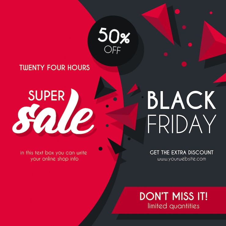 Vecteur gratuit fond de vente noir et rouge pour black friday