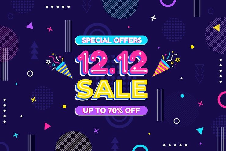 Vecteur gratuit fond de vente plat 12.12