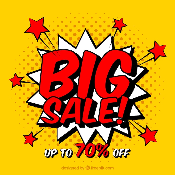 Vecteur gratuit fond de vente de style bande dessinée jaune