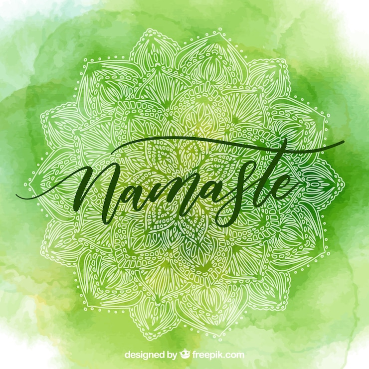 Vecteur gratuit fond vert namaste aquarelle
