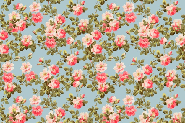 Fond vintage motif fleur rose sauvage coloré de vecteur