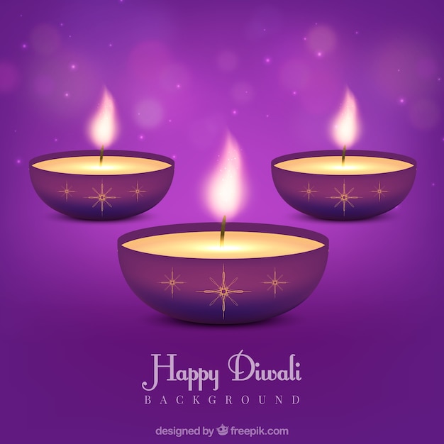 Fond Violet De Bougies De Diwali